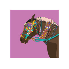 A decorated horse illustration poster for home decor 