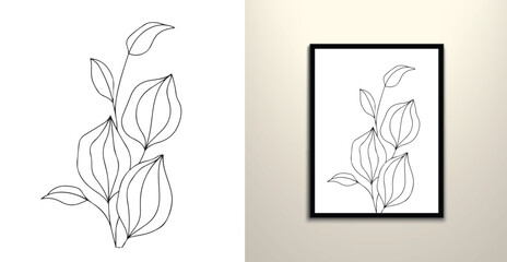 minimalistic leaves decoration drawing vector 