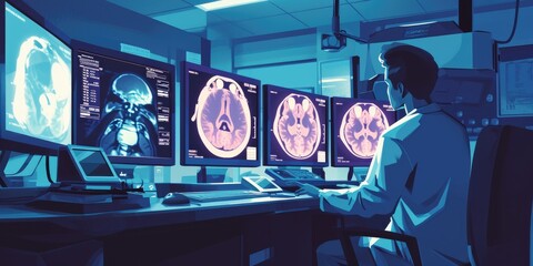 radiologists examining mammogram films or digital images - obrazy, fototapety, plakaty