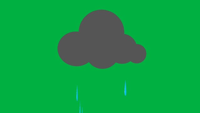 black Claud with strom and rain, animation of symbols, with green screen