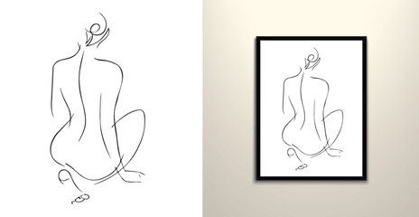 sexy women face and figure line art drawing design 
