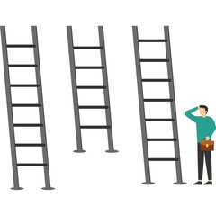Businessman choose from many ladders to success, Vector illustration design


