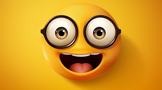 A comical emoji face with googly eyes and a big grin.