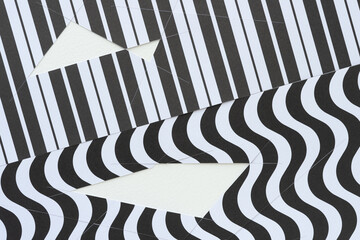 decorative black and white paper with geometric cutouts