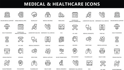 Medicine outline icon set