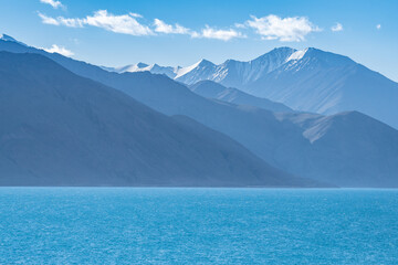 Pangong Lake, a high-altitude lake in the Himalayas, Ladakh, mountain, India - obrazy, fototapety, plakaty