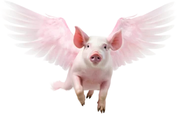 Fotobehang pig flying with wing isolated on transparent background © dobok