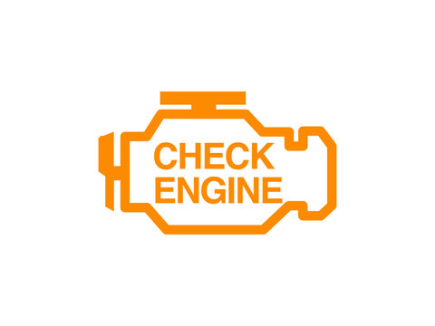 check engine light Sticker sign check engine warning sign isolated in grey background