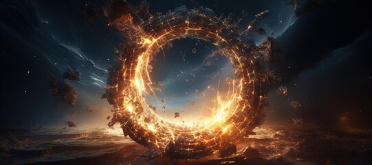 galaxy space light hole, tunnel, fire explosion 4 - obrazy, fototapety, plakaty