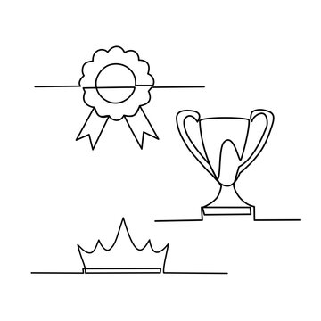 Awards drawn in line art style