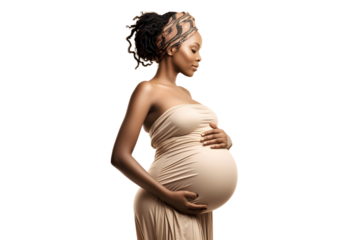 african pregnant woman posing isolated on transparent background