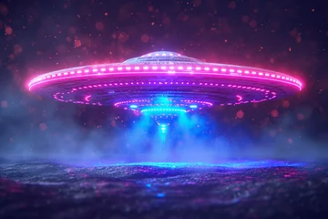 Zelfklevend Fotobehang science fiction neon ufo portrait sightings © Adja Atmaja
