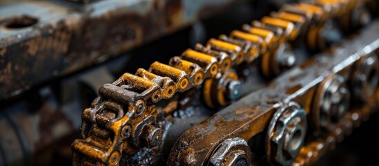 The drive chain of a diesel engine's timing mechanism is worn on the exhaust valve camshaft gear.