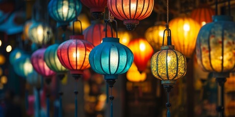 colorful bright beautiful lanterns Generative AI