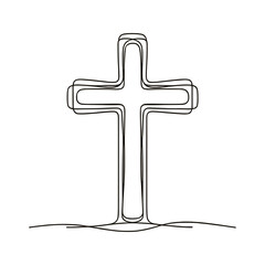 Vector line drawing of a cross on a white background.