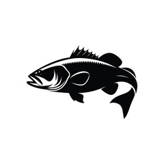 Vector simple bass fish logo silhouette in vector icon illustration