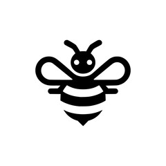Professional black and white bee logo, suitable for a variety of industries. Minimalistic aesthetic, isolated on a white background. Silhouette icon of a wasp. simple logo of a honeybee.