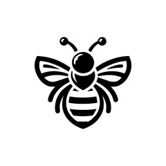 Professional black and white bee logo, suitable for a variety of industries. Minimalistic aesthetic, isolated on a white background. Silhouette icon of a wasp. simple logo of a honeybee.