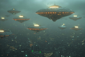 Obraz premium science fiction ufo portrait invasion sightings