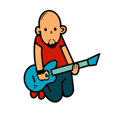 Guitarist Jump Icon Cartoon