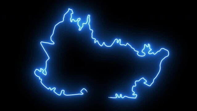 Animated map of the city of Bandung in Indonesia with a glowing neon effect