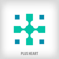 Square plus shape logo. Geometric artistic plus icon pixel. Integrative and integrative pixel movement. Modern icon ports.