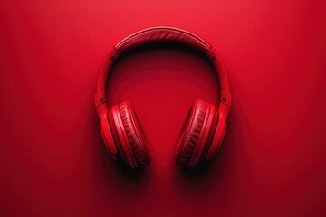 a red pair of headphones with a red background