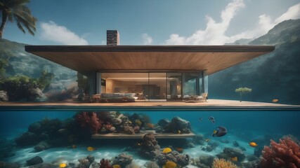 Home in Ocean Background Very cool