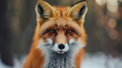 Close Up of Red Fox in Snow