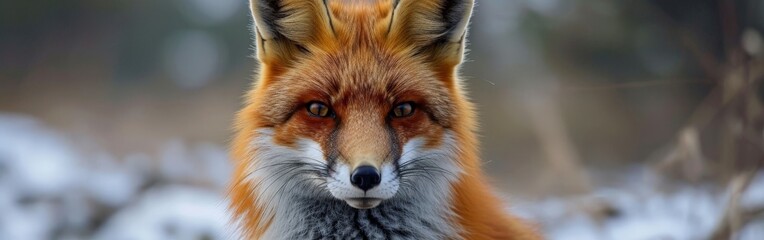 Naklejka premium Close Up of Red Fox in Snow