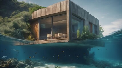 Home in Ocean Background Very cool