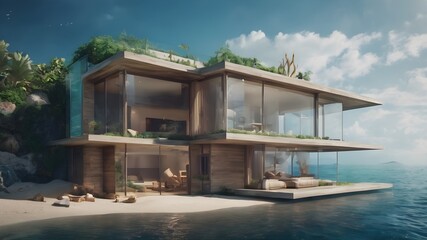 Home in Ocean Background Very cool