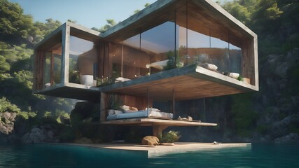 Home in Ocean Background Very cool