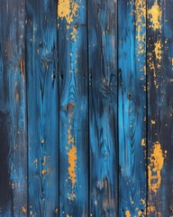 Blue Wooden Wall With Yellow Paint Texture