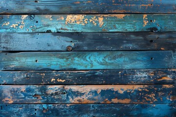 Peeling Blue Wooden Wall With Texture