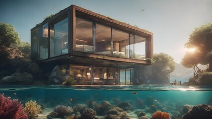 Home in Ocean Background Very cool