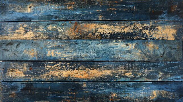 Close-Up of Blue and Gold Painted Wooden Wall