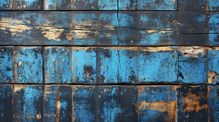 Close Up of Wooden Wall With Blue Paint