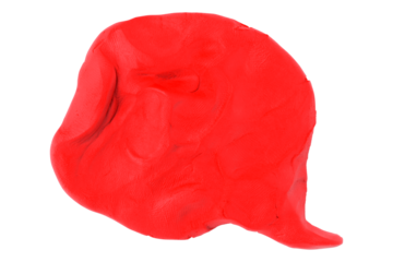 Red speech bubble plasticine isolated on transparent background
