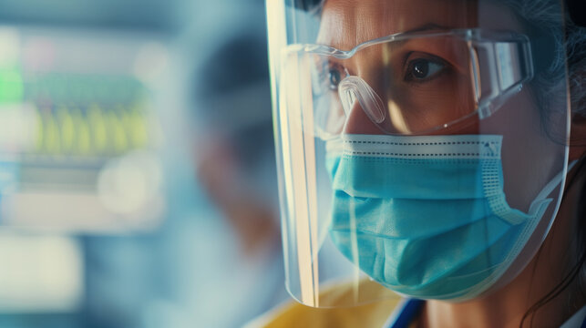 Focused Healthcare Worker In Protective Gear