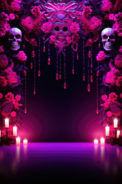Background with empty text space frame for day of the dead celebration party poster