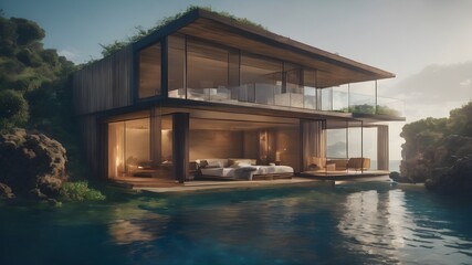 Home in Ocean Background Very cool