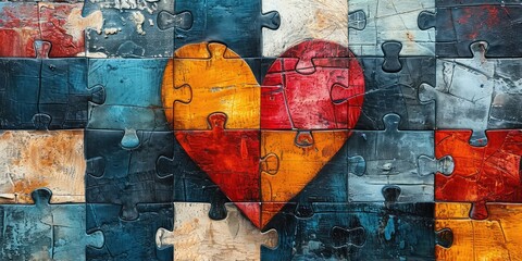 Abstract Love Puzzle Pieces - Design abstract puzzle pieces that, when combined, form a beautiful image of love. Each piece can represent different aspects of a relationship coming together