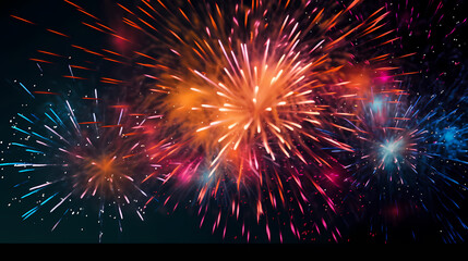 Fototapeta premium Beautiful creative holiday background with fireworks and sparkles