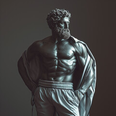 Greek hero Heracles dressed in sports tracksuit