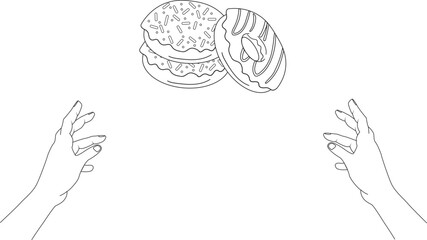 Two Hands Grab a Donut