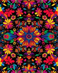 Fototapeta na wymiar Vibrant Multicolored Flower Pattern