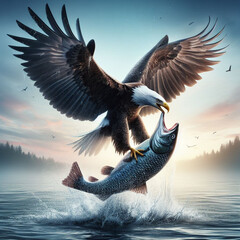 eagle catching fish