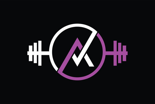 AK, KA LETTER GYM AND FITNESS LOGO DESIGN VECTOR TEMPLATE
