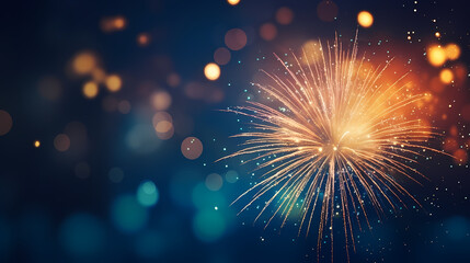 Naklejka premium Beautiful creative holiday background with fireworks and sparkles